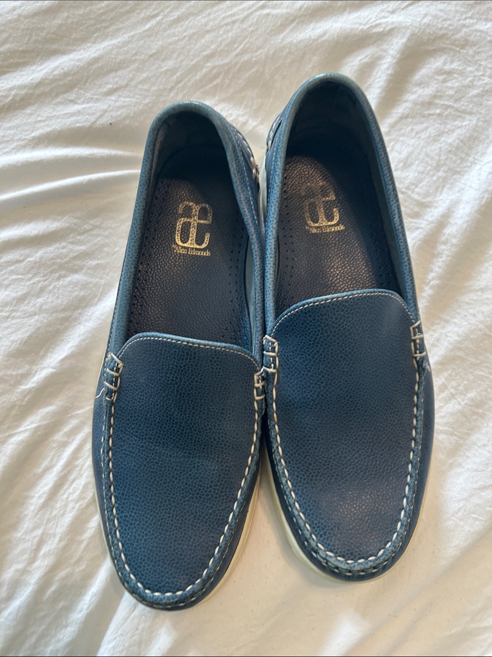 Allen Edmonds Navy Blue Leather Slip-On Loafers